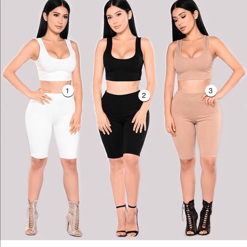 Fashion nova white bondoc biker short set